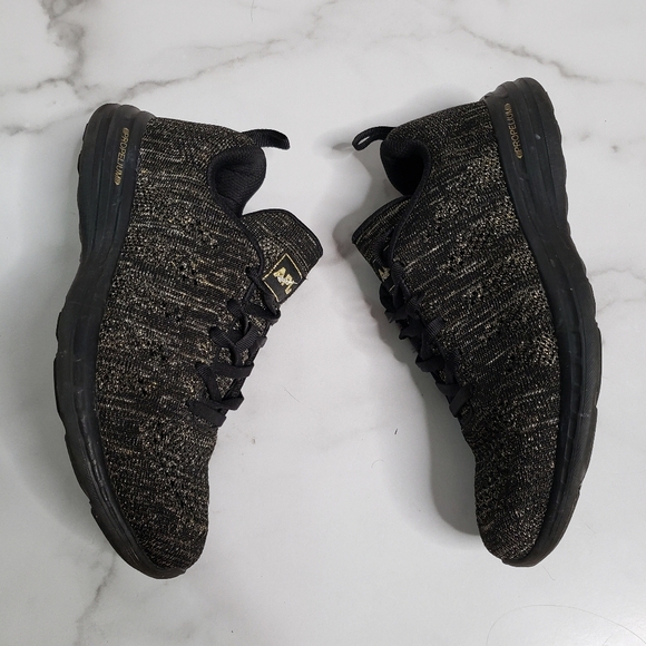 APL Techloom Pro Sneaker Black Gold Metalic Size 8 - Picture 2 of 8